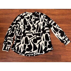 Cleo Black and white Abstract geometric long sleeved Shirt Women XXL